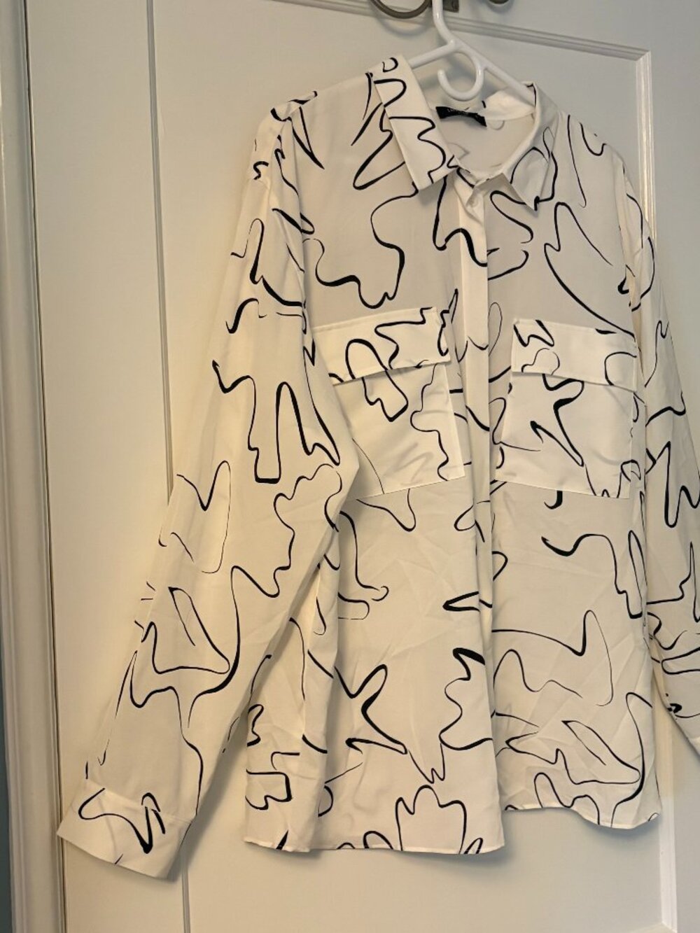Lafayette 148 100% silk abstract print button up blouse size XXL designer luxury - Picture 2 of 7